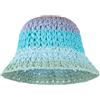 Meliyya Cappello di paglia da donna, pieghevole, regolabile, estivo, in paglia, cappello da sole con fiori, cappello da spiaggia a tesa larga, cappello estivo, J blu., Taglia unica