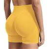 ZAAYO Pantaloncini sportivi da donna Hidden Scrunch Training Effect Short 4.5 Scrunch Butt Lifting Gym Short senza cuciture Booty Biker Shorts, giallo., L