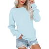 PLOKNRD Donna Felpa con Tasche Leggera Senza Cappuccio Maglia Tempo Libero Sport Basic Casual Style(Blu Menta,XL)