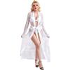 ohmydear Vestaglia lunga sexy da donna, in pizzo, bianco, S