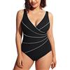 DELIMIRA Donna Costume da Bagno Scollatura a V Coppe | con Imbottite Strisce