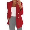 shownicer Blazer Donna Elegante Maniche Lunghe Blazer in Tinta Unita Casual Ufficio Business Foderato Anteriore Aperto Giacca A Rosso XS
