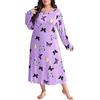 Generic Camicia da Notte Donna Abito da Notte Lungo da, Ampio, Ampio, a Maniche Lunghe, con Stampa di Farfalle e Spalle cadenti Camicia da Notte Donna Invernale Calda (Purple, XXXL)