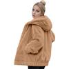 Generico Pail Donna Felpa Lunga Donna Giacca Montagna Cardigan Lungo Da In Pile Con Aperto Sul Davanti Cappotto Invernale Caldo Felpa Pile Con Zip Giacca Da Sci Khaki L