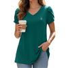 Enmain Camicia Donna Estiva Manica Corta Elegante Maglietta Scollo a V Camicette vestibilità Ampia Casual T Shirt Blusa Manica Corta Donna Taglie Forti Verde Scuro 4XL