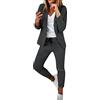 Generico Completo Tailleur Donna Elegante Pantaloni e Giacca da Cerimonia Curvy Blazer a Maniche Lunghe Due Pezzi Elegante Suit Ufficio e Lavoro