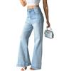 Fakanhui Jeans da donna con perline di strass e perline pantaloni a gamba larga luccicanti paillettes brillanti party club denim pantaloni, Leggero., XL