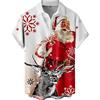 Xmiral Mens Christmas Santa Gift 3D Digital Printing Button Risvolto Camicia a Maniche Corte T Shirt Shirt 3D novità New Santa Print Camicia a Maniche Corte Casual Camicia Manica Lunga Cotone