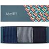 LANCETTI Box Regalo da 3 Paia di Calze Gessate a Costa Uomo Lunghe in Puro Cotone Filo di Scozia con Coste, Colori Assortiti, 43-46