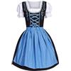 Generico Abito Tirolese da Donna Tradizionale Dirndl Oktoberfes Costume Bavarniano per Feste Vestito Oktoberfest Birra Tedesca Gonna Maniche Corte Costume per Oktoberfest di Ottobre (Blue, S)