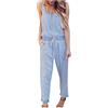 Tomwell Donna Denim Jumpsuit Estate Eleganti Casual Boyfriend Tuta da Gioco Pagliaccetti Salopette Blu Sciolto Overall Lunga Dungarees Jeans Romper