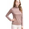 MOROUTLINE Top in seta dolcevita a maniche lunghe in seta pullover top ultra morbido strato termico top slim collo alto maglietta, Marrone chiaro, M