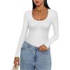 Ekouaer Maglia Termica Donna Girocollo Casual Sexy Calda Intimo Strato di Base Top Bianco XS