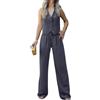 shownicer Completo da Donna Eleganti Estivi Due Pezzi Tailleur Pantalone Tuta Casual Senza Maniche Gilet e Blazer A Vita Alta Pantaloni Outfit Streetwear A Grigio Scuro L