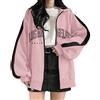 Generic Felpa da donna con zip intera Los Angeles California felpe con cappuccio alla moda blocchi di colore oversize pullover maglioni vintage autunno patchwork coulisse cerniera giacche cool con cappuccio