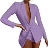 nicticsi Blazer da Donna a Maniche Lunghe Classico Risvolto Abito con Singolo Bottone Business Giacca da Lavoro Slim Fit Tinta Unita Abiti da Ufficio B Viola XL