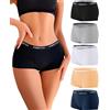 FINETOO Confezione da 5 Boxer Donna Biancheria Intima in Cotone Traspirante Pantaloncini Mutandine a Vita Bassa Morbide Confezione Multipla S-XL