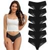 Hialegion Pizzo Slip Donna Mutande Donna Bikini Sexy Hipster Senza Cuciture Morbido Slip Taglie Forti Nero 6 Pezzi 1XL