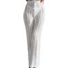 ticticlily Pantaloni Estivi Donna a Rete in Maglia Copritevi Svuotare Pantalone da Spiaggia Elastica a Vita Alta con Coulisse Bikini Cover Up Pants Copricostume all'Uncinetto C Bianco S