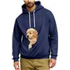 Lovraj, Felpa da uomo con cappuccio per gatti e cani, Oversized, con tasca per animali domestici, a maniche lunghe, in pile, con cappuccio, casual, tinta unita, Hoody, Pullover, Blu marino, M