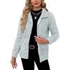 BesserBay Giacca invernale da donna con colletto alto in pile teddy, calda, con zip completa e tasche, felpa con zip S-XXL, argento, M