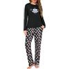 Demegimi Pigiama Donna Cotone Invernale Due Pezzi Manica Lunga con Stampa Gufo Collo Rotondo Morbido e Caldo Loungewear per Casa e Notte