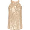 GRACE KARIN Donna Canotta Senza Manica Collo Camicetta Tessuto Liscio Spalline Incrociate Decorate Oro M
