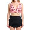 Bslingerie® - Costume da Bagno da Donna, Stile Retrò, 2 Pezzi, a Vita alta Damier Rouge L
