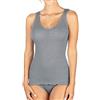 EGI Canotta Donna a Costine Spallina Larga Lana 85% e Seta 15% con Bordo Plissé (S/M, Grigio)