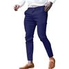 Oanviso Pantaloni Uomo Chino Slim Fit Elasticizzati Estivi Leggeri Eleganti Casual Classici Pantalone Skinny Pantaloni da Ufficio Caviglia Stretta con Tasche Blu Navy S