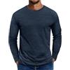 ORANDESIGNE Tshirt Uomo Cotone Manica Lunga Maglietta Basico Girocollo Maglia Basic T-Shirt Palestra Casual Sportiva Leggera A Blu Scuro L