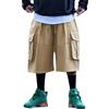 ORANDESIGNE Pantaloni Corti Uomo Oversize Pantaloni Lavoro Casual Multe Tasche Pantaloncini Cargo Corti Pantaloni Comodo Baggy Cargo Shorts Bermuda Uomo con Tasche Laterali A Cachi M