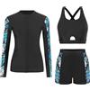Ausing Rashguard - Set da donna Rashguard di Wakeboard,set da surf da spiaggia con Tankini + Pantaloncini S-XXL