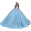 Fuomomo Abiti da Quinceanera con Glitter Fiocco gonfi Perline Spalle Scoperte Eleganti Abiti da Ballo per i 16 Anni MT056
