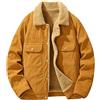 Generic Giubbotto uomo grande imbottito invernale con bottoni manica lunga ispessito retro giacca in velluto a coste inverno pelliccia uomo, Colore: arancione., XL