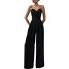Geagodelia Pantaloni da Tuta da Donna Senza Maniche Scollo a V Tuta con Spalline Senza Schienale Gamba Larga Tinta Unita (Nero, L)