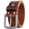 Lindenmann cintura uomo cintura in pelle di bufalo, 40 mm di larghezza e 3,5 mm - 4 mm di spessore, marrone, Farbe/Color:marrone, Size US/EU: