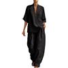 Chanpning Completo Donna Elegante Curvy Estivo Cotone Lino Tuta Estiva Completa 2 Pezzi Camicia + Pantaloni Larghi Tute Estive Taglie Forti Leggere Completi Eleganti Casual Set Coordinati Estivi Casa Cerimonia