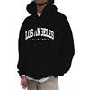 Generic Felpe con cappuccio da uomo Los Angeles College Youth con lettere stampate, vintage, con cappuccio e coulisse, a maniche lunghe, personalizzate, Y2K, outfit alla moda, Nero , M