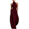 Leaomuny Tuta Donna Elegante Cerimonia Intera,Jumpsuit Lunga Curvy Senza Maniche Scollo a V Casual,Salopette Estiva Pantaloni Larghi Slim Fit,Monopezzi Tutina Cocktail,Overalls Festa Da Sera Jumpsuits