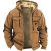 Generic Vestito Rosso Uomo Inverno Plus Velluto Addensato Doppio Western Cowboy 3D Stampato Cappuccio Caldo Giacca di Cotone 152, marrone, XXL