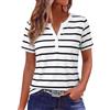 YUTILA Maglietta da donna a righe maniche a 3/4, scollo a V, in cotone, a maniche lunghe, basic casual, Streetwear Henley, M