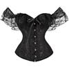 Generico Donna Corsetto Elegante Corsetto Bustino Shapewear per Donne Costume Corpetto Modellante Push Up Lingerie Stringivita Bustier in Pizzo Bustino Corsetti per Donne Carneval (1-Black, XXS)