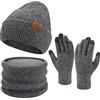 ZASFOU Donna Inverno Berretto Cappelli Sciarpa Touchscreen Guanti Set Caldo maglia teschio Caps per le donne Uomini