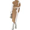 Generic Abiti da Donna in 2 Pezzi Autunno Inverno Maglione Gonna Set Maniche Lunghe Top Oversize Vita Alta Abito Color Block