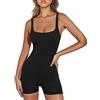 RPAEOY Donne Tuta Intera Corta Collo Quadrato Sexy Tutine Jumpsuit Un Pezzo Romper Sportiva Bodysuit Completo Tutina Aderente Casual Estiva Yoga Shorts Fitness Nero XL