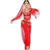 Astage Donna Ballo Veste Imposta Scollo Indiani Orecchini Harem Pantaloni Sportivi Rosso