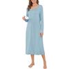 Vlazom Camicia da Notte Donna Invernale Lungo con Bottoni e Scollo a V | Lunghezza Lunga Elegante, Pieghe sul Davanti e Bottoni Decorativi, Tasche Laterali Pratiche, Disponibile in Più Colori
