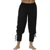 ORANDESIGNE Pantaloni Tinta Unita Eleganti Uomo Medievale Rinascimentale Vichingo Pirata Pantaloni Costume Cosplay Pantaloni Larghi Cavaliere Contadino Naufraghi Costume Pantaloni A Nero XL
