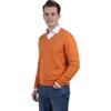 Marenza Scollo V Uomo Manica Lunga Misto Cashmere Seta Made in Italy (L, Arancione)
